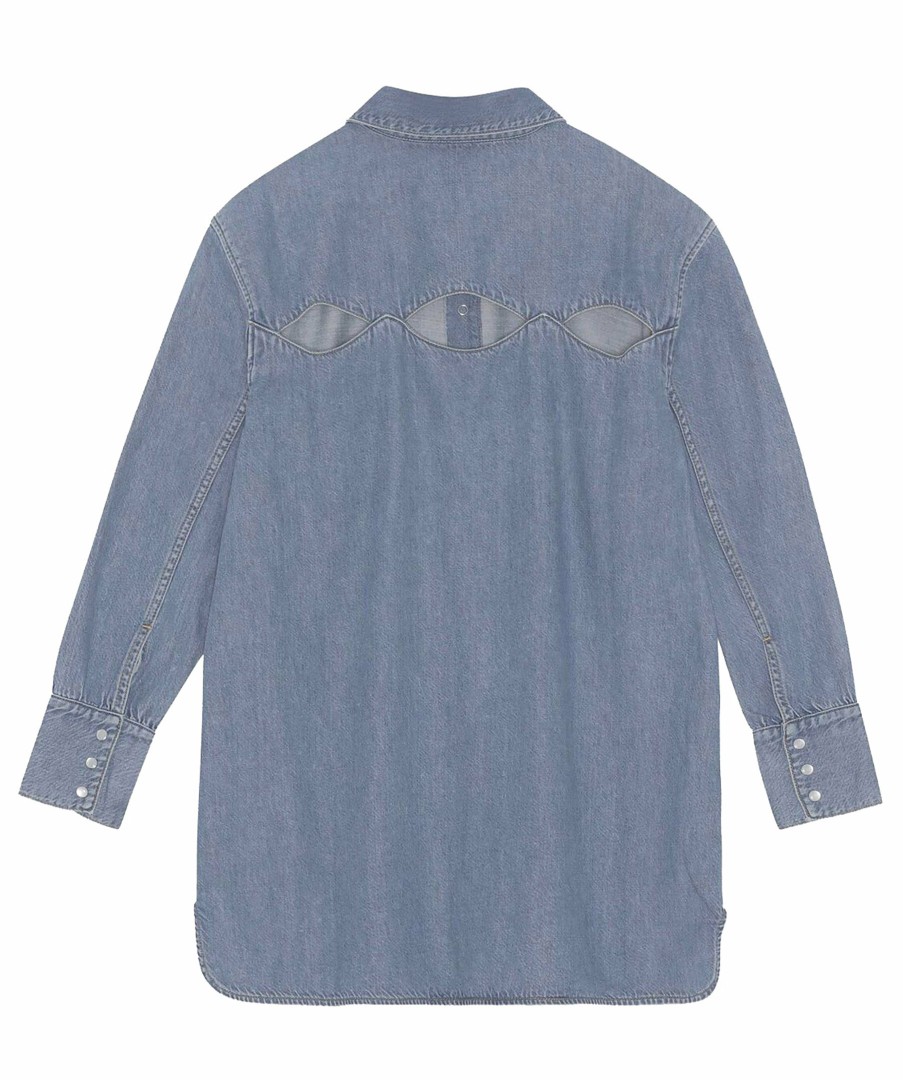 Kvinna Ganni Skjortor | Light Denim Shirt