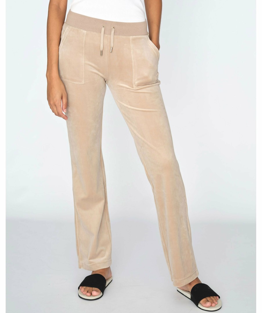 Kvinna Juicy Couture Byxor | Del Ray Gold Pocket Pant