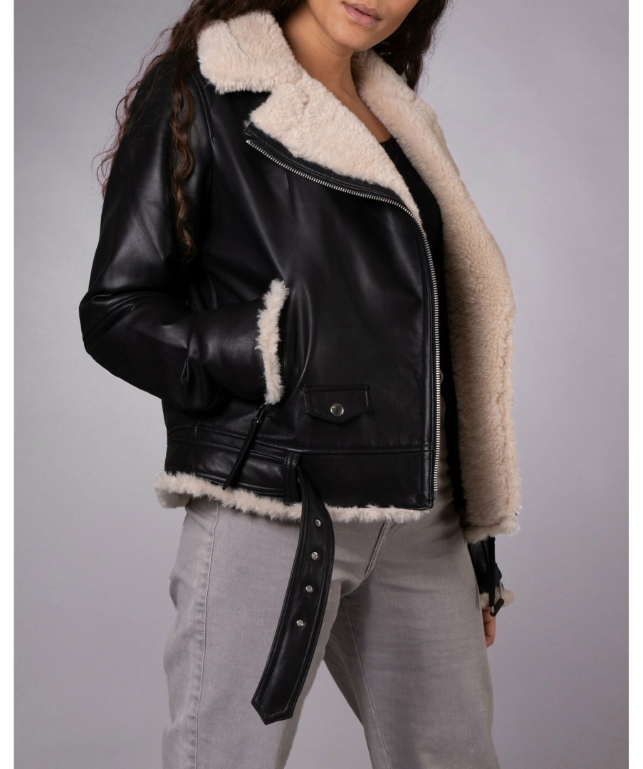 Kvinna Jofama Jackor | Shearling Leather Biker