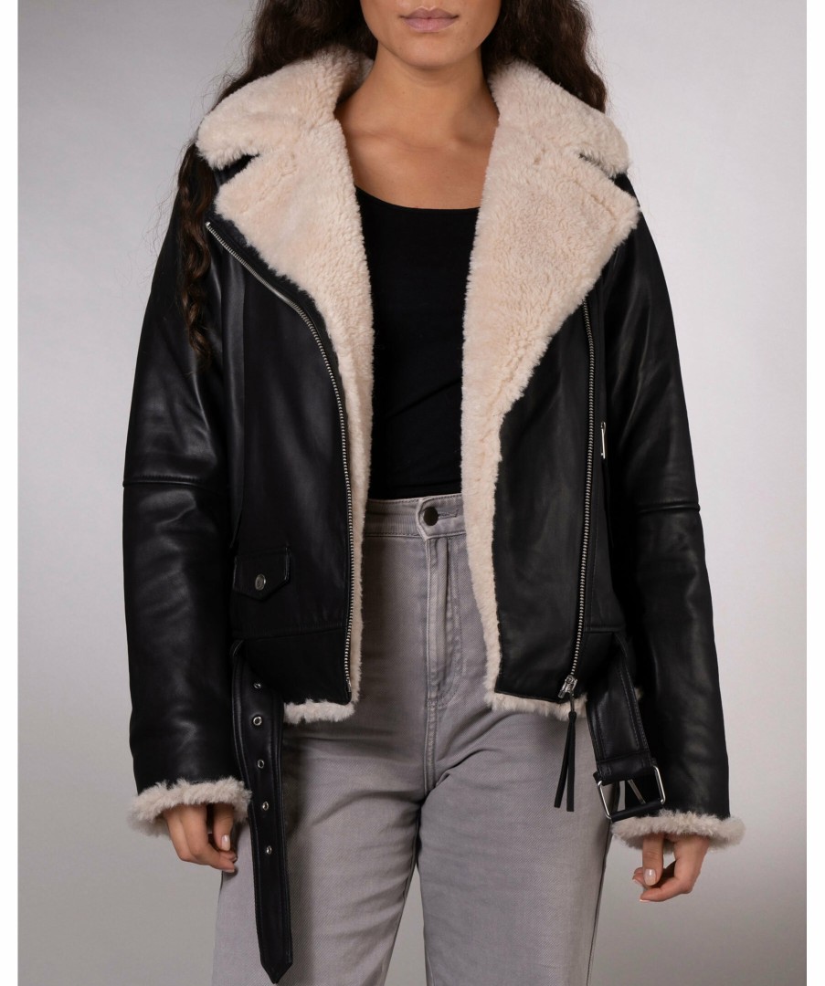 Kvinna Jofama Jackor | Shearling Leather Biker