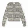 Kvinna Ganni Trojor & Hoodies | Logo Wool Mix Cardigan