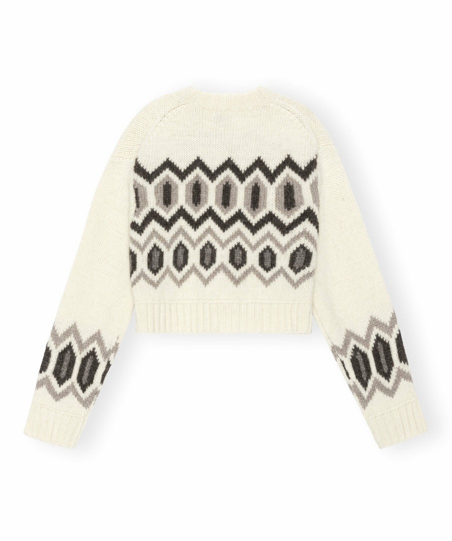 Kvinna Ganni Trojor & Hoodies | Chunky Graphic Wool Knit