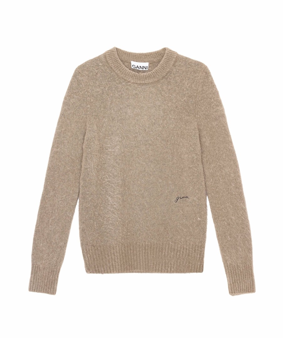 Kvinna Ganni Trojor & Hoodies | Brushed Alpaca Knit