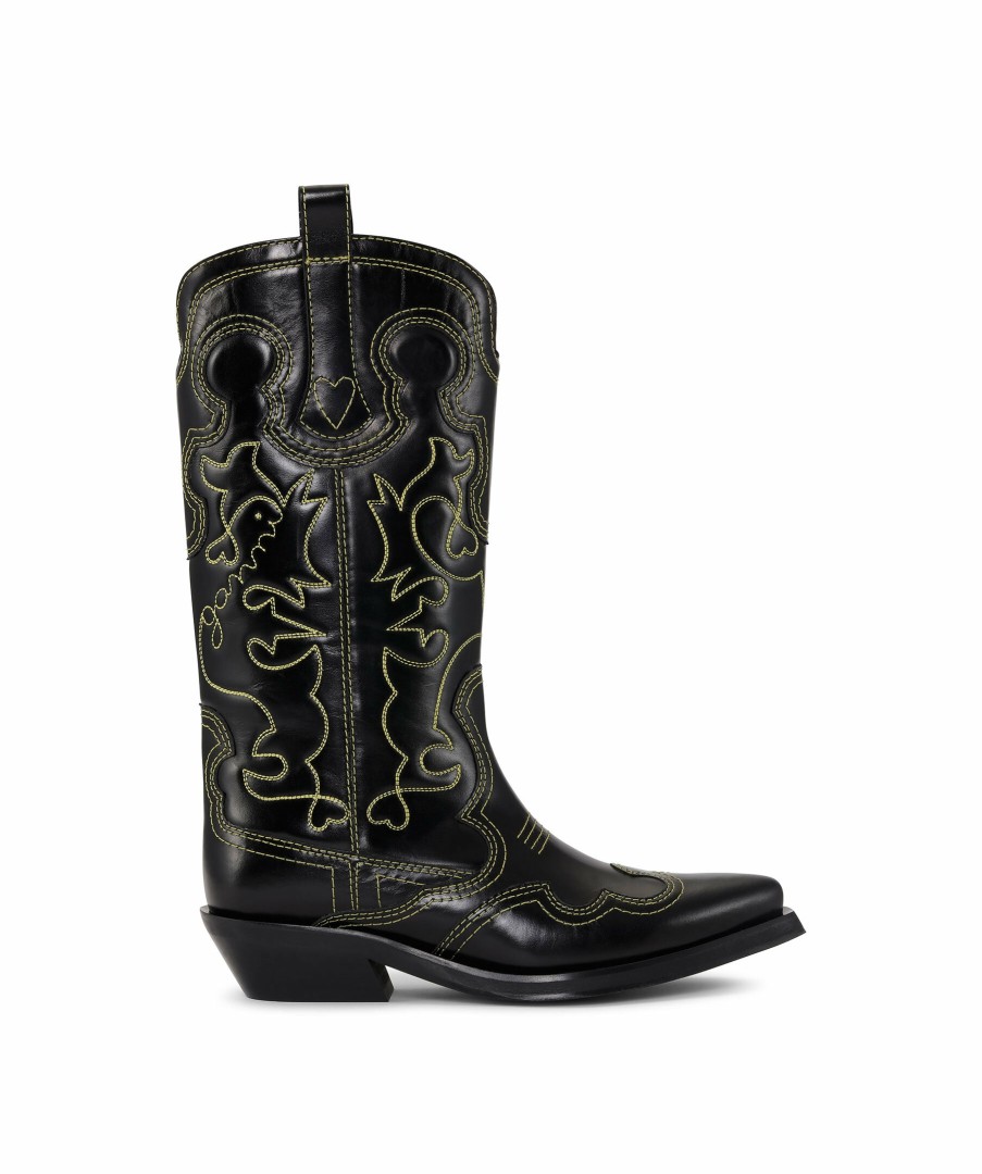 Kvinna Ganni Boots | Mid Shaft Western Boot