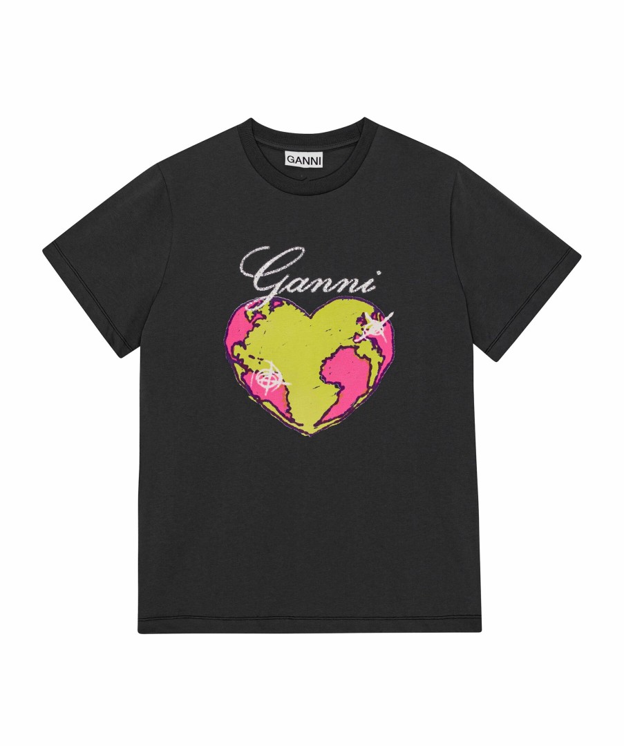 Kvinna Ganni T-Shirts | Basic Jersey Heart Tee