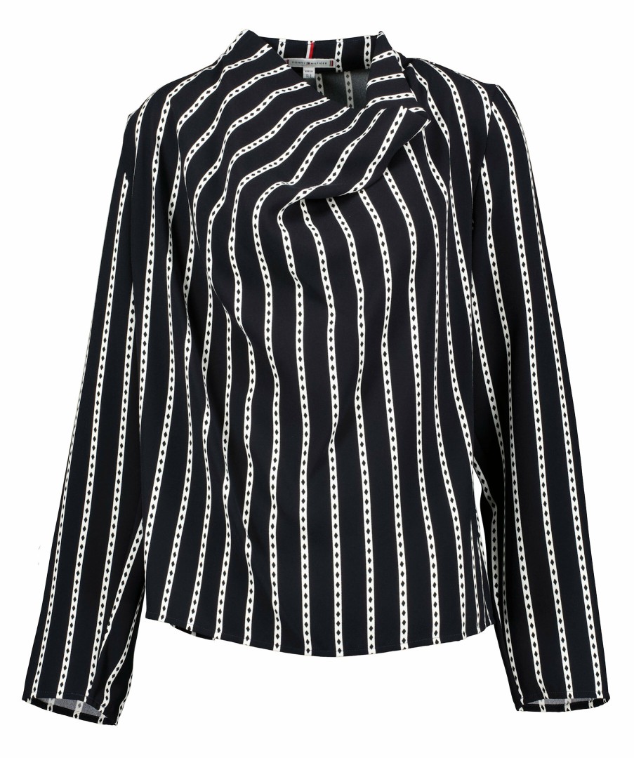 Kvinna Tommy Hilfiger Blusar | Argyle Stripe Cowl Blouse